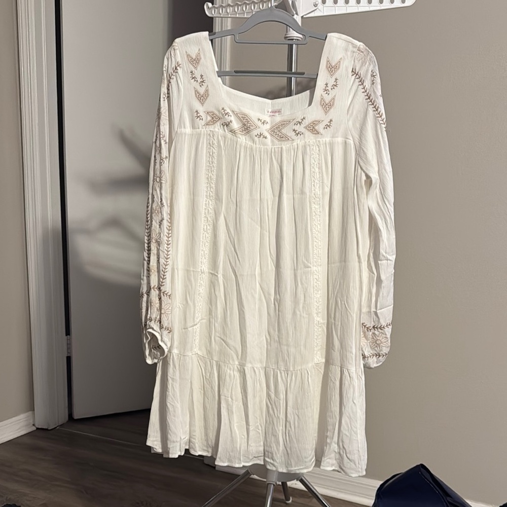 Xhilaration White Tiered Sundress with Square Neck